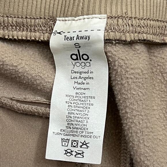 Alo Pants Womens Small Brown Logo Jogger Fleece Yoga High Rise Pocket Drawstring - Picture 7 of 12